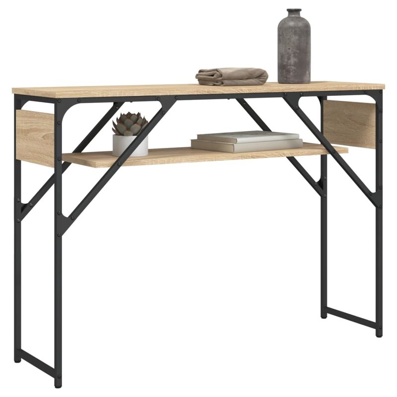 Casa si Gradina - Mobilier - Comode si corpuri - Console - Masuta consola cu raft stejar sonoma 105x30x75cm lemn prelucrat - Infinity.ro