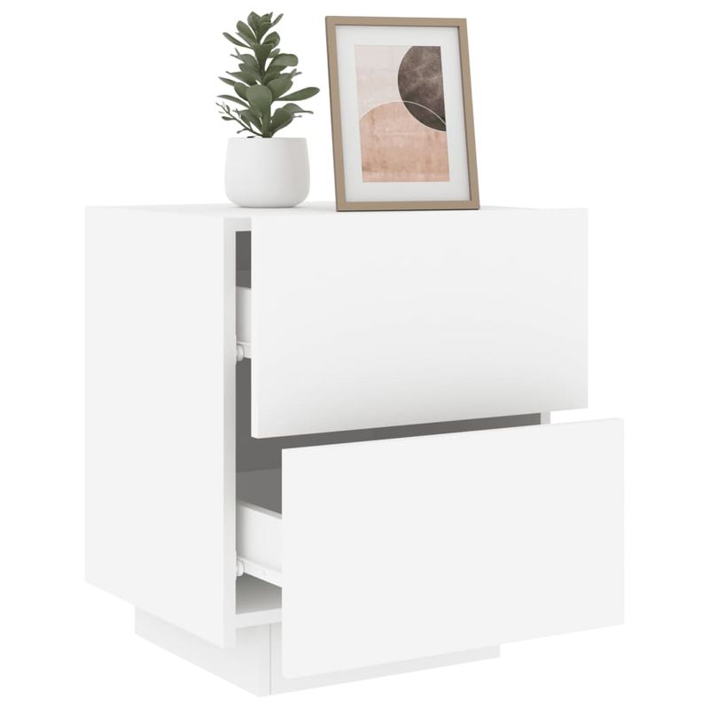 Casa si Gradina - Mobilier - Comode si corpuri - Noptiere - Noptiere cu lumini LED, 2 buc., alb, lemn prelucrat - Infinity.ro