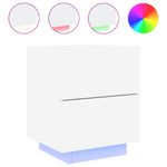 Casa si Gradina - Mobilier - Comode si corpuri - Noptiere - Noptiere cu lumini LED, 2 buc., alb, lemn prelucrat - Infinity.ro