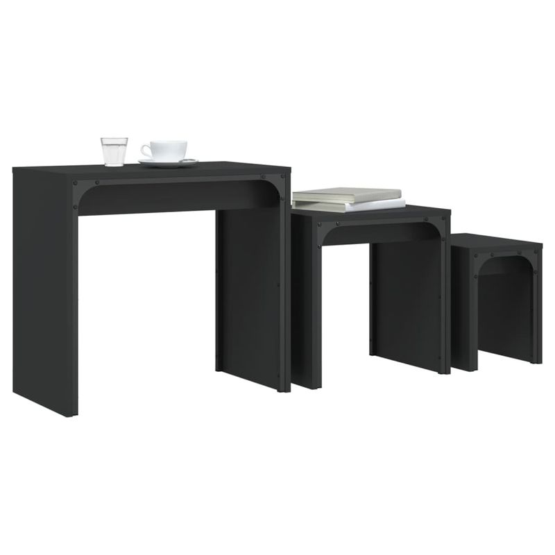 Casa si Gradina - Mobilier - Mese si birouri - Masute de cafea - Mese suprapuse de cafea, 3 buc, negru, lemn prelucrat - Infinity.ro