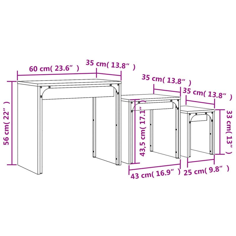 Casa si Gradina - Mobilier - Mese si birouri - Masute de cafea - Mese suprapuse de cafea, 3 buc, negru, lemn prelucrat - Infinity.ro