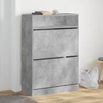 Casa si Gradina - Mobilier - Organizare si depozitare - Organizator incaltaminte - Dulap de pantofi 2 sertare rabatabile, gri beton, 80x34x116 cm - Infinity.ro
