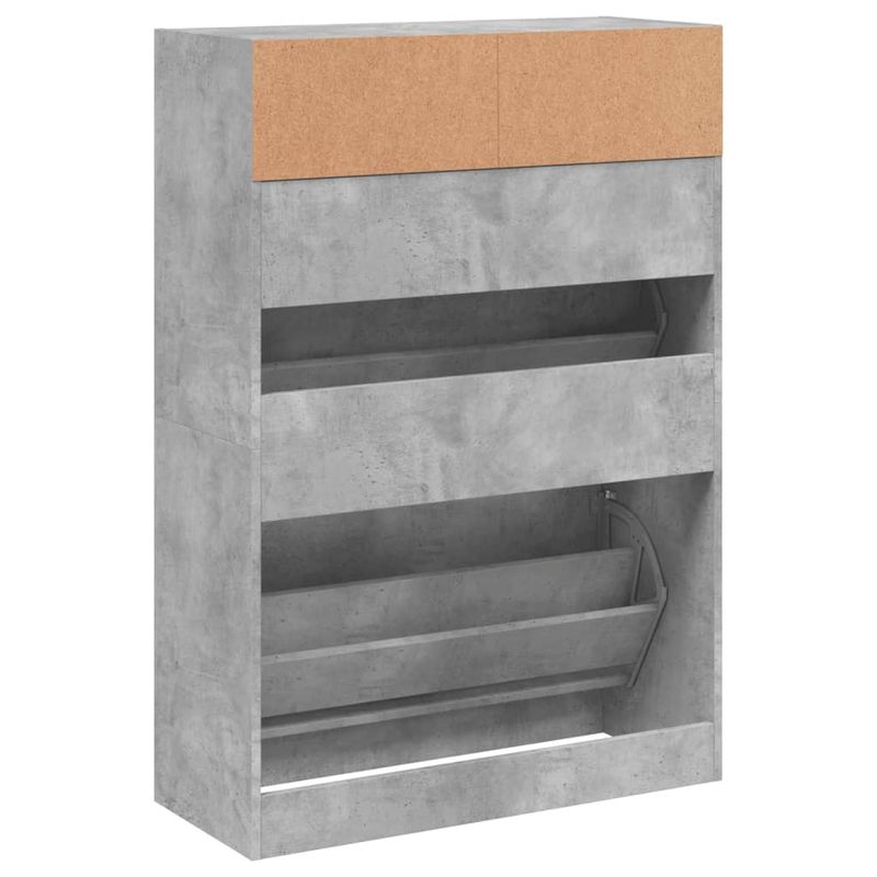 Casa si Gradina - Mobilier - Organizare si depozitare - Organizator incaltaminte - Dulap de pantofi 2 sertare rabatabile, gri beton, 80x34x116 cm - Infinity.ro