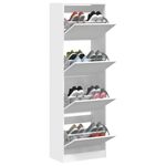 Casa si Gradina - Mobilier - Organizare si depozitare - Organizator incaltaminte - Dulap de pantofi cu 4 sertare rabatabile, alb, 60x34x187,5 cm - Infinity.ro