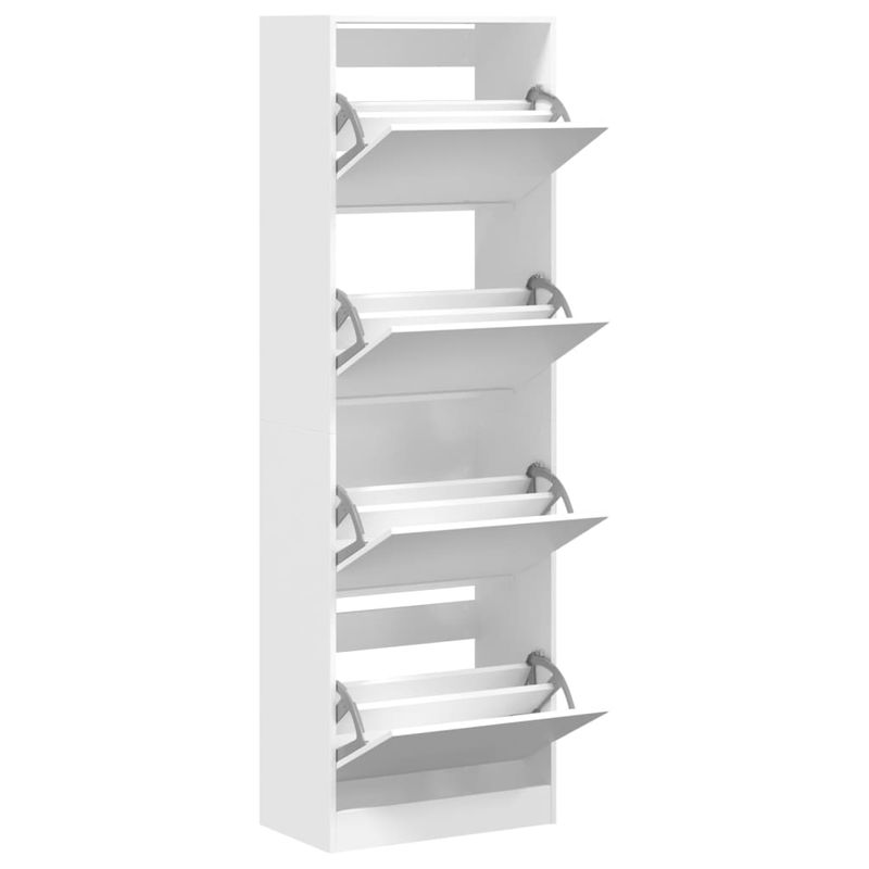 Casa si Gradina - Mobilier - Organizare si depozitare - Organizator incaltaminte - Dulap de pantofi cu 4 sertare rabatabile, alb, 60x34x187,5 cm - Infinity.ro