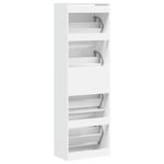 Casa si Gradina - Mobilier - Organizare si depozitare - Organizator incaltaminte - Dulap de pantofi cu 4 sertare rabatabile, alb, 60x34x187,5 cm - Infinity.ro