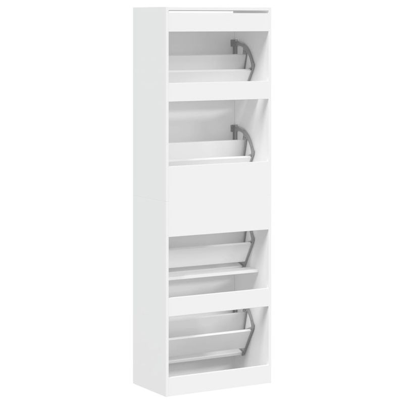Casa si Gradina - Mobilier - Organizare si depozitare - Organizator incaltaminte - Dulap de pantofi cu 4 sertare rabatabile, alb, 60x34x187,5 cm - Infinity.ro
