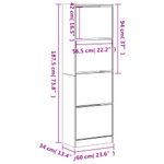Casa si Gradina - Mobilier - Organizare si depozitare - Organizator incaltaminte - Dulap de pantofi cu 4 sertare rabatabile, alb, 60x34x187,5 cm - Infinity.ro