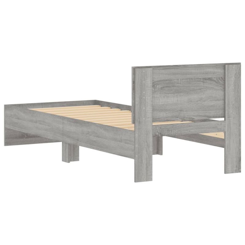 Casa si Gradina - Mobilier - Paturi si accesorii - Paturi - Cadru de pat cu tablie, gri sonoma, 90x190 cm, lemn prelucrat - Infinity.ro