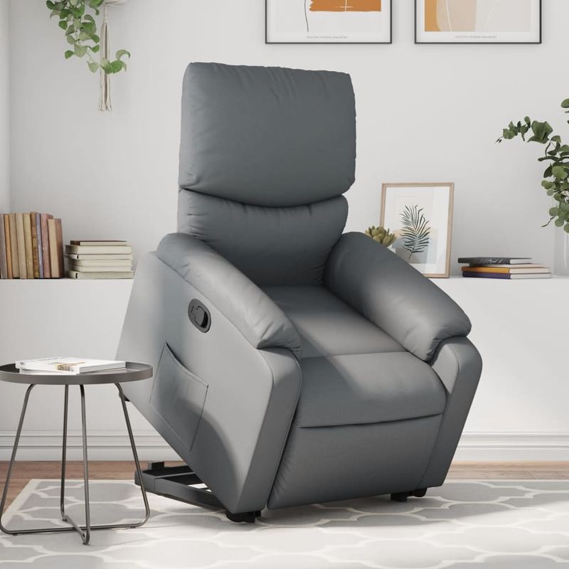 Casa si Gradina - Mobilier - Scaune si fotolii - Fotolii - Fotoliu rabatabil cu ridicare, gri, piele ecologica - Infinity.ro