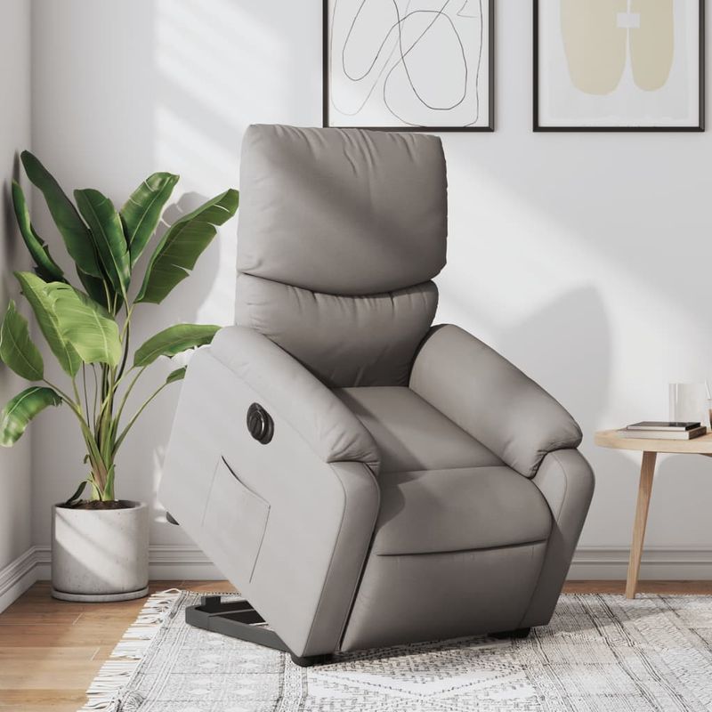 Casa si Gradina - Mobilier - Scaune si fotolii - Fotolii - Fotoliu electric rabatabil cu ridicare, gri taupe, textil - Infinity.ro