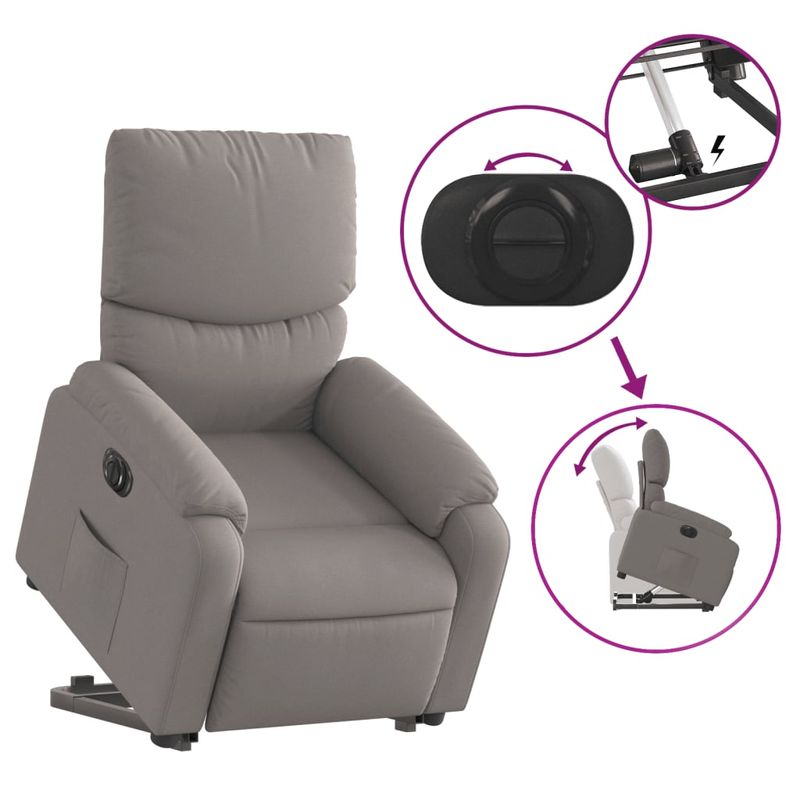 Casa si Gradina - Mobilier - Scaune si fotolii - Fotolii - Fotoliu electric rabatabil cu ridicare, gri taupe, textil - Infinity.ro