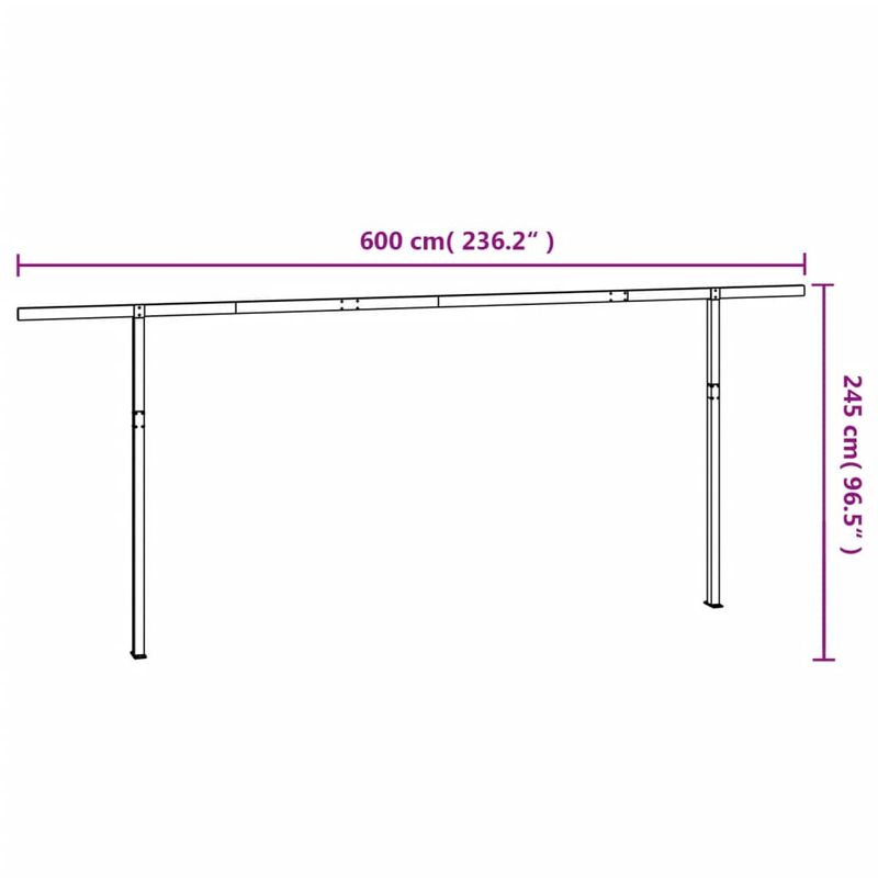 Casa si Gradina - Gradina si terasa - Umbrele si pavilioane - Umbrele - Set stalp pentru copertina, alb, 600x245 cm, fier - Infinity.ro