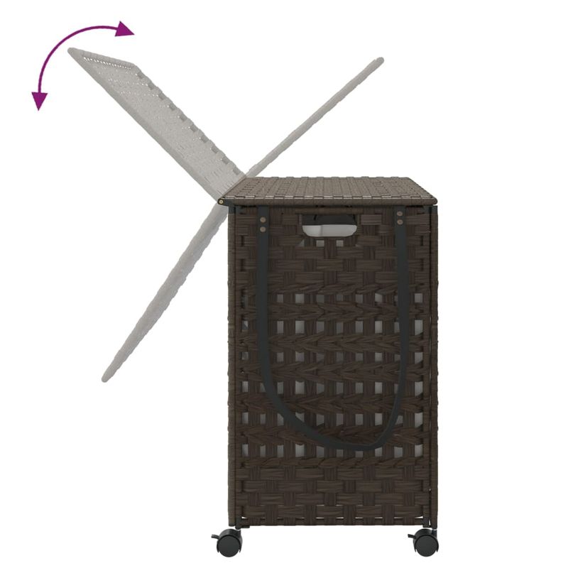 Casa si Gradina - Sanitare - Suporturi si accesorii baie - Accesorii baie - Cos de rufe cu roti, maro inchis, 66x35x60 cm, ratan - Infinity.ro