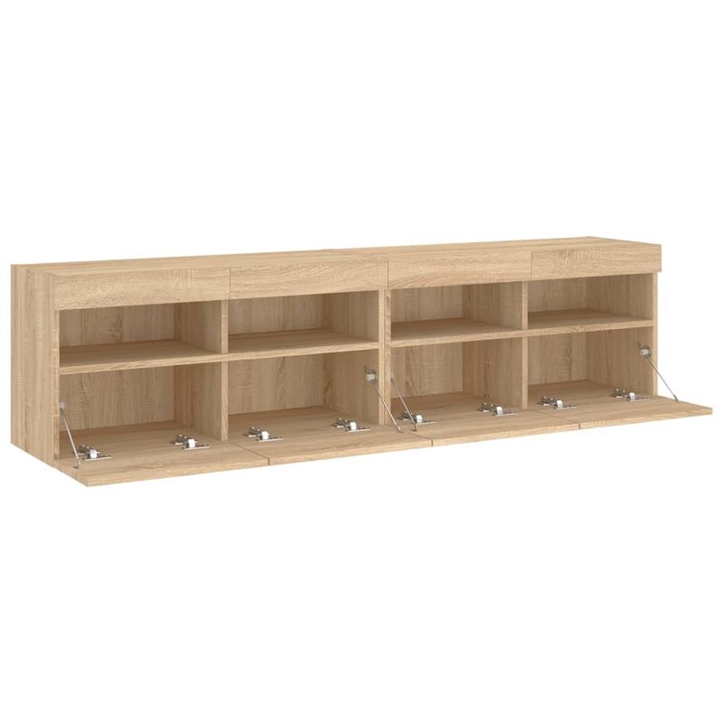 Casa si Gradina - Mobilier - Comode si corpuri - Comode - Comoda TV de perete cu LED, 2 buc. stejar sonoma, 80x30x40 cm - Infinity.ro