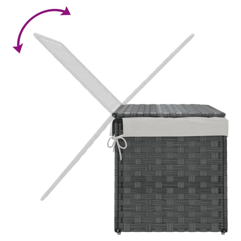 Market - Spalare si intretinere rufe - Uscatoare de rufe si accesorii - Cos de rufe cu capac, gri, 55,5x35x34 cm, poliratan - Infinity.ro