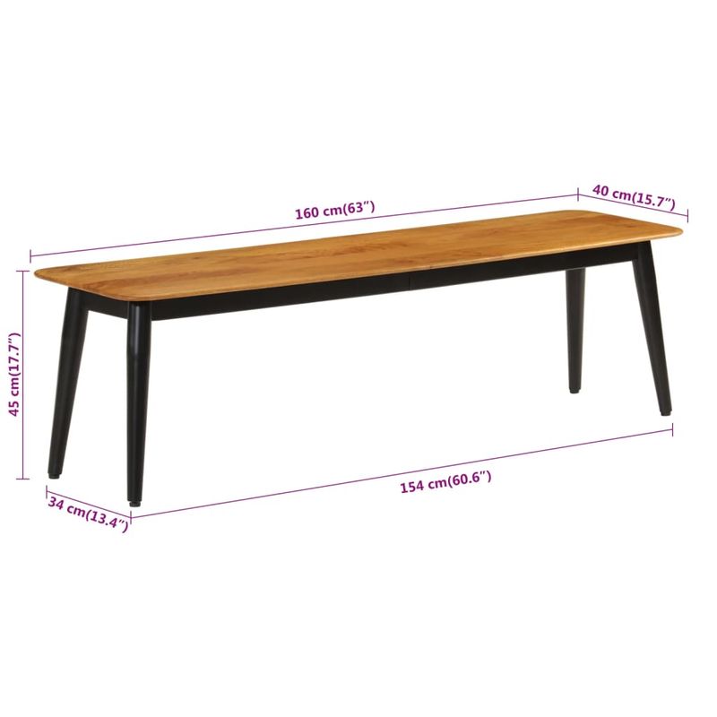 Casa si Gradina - Mobilier - Canapele si coltare - Banchete - Banca, 160x40x45 cm, lemn masiv de mango si fier - Infinity.ro
