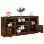 Casa si Gradina - Mobilier - Comode si corpuri - Comode - Servanta cu lumini LED, stejar fumuriu, 142,5x37x67 cm - Infinity.ro