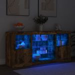 Casa si Gradina - Mobilier - Comode si corpuri - Comode - Servanta cu lumini LED, stejar fumuriu, 142,5x37x67 cm - Infinity.ro