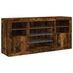 Casa si Gradina - Mobilier - Comode si corpuri - Comode - Servanta cu lumini LED, stejar fumuriu, 142,5x37x67 cm - Infinity.ro
