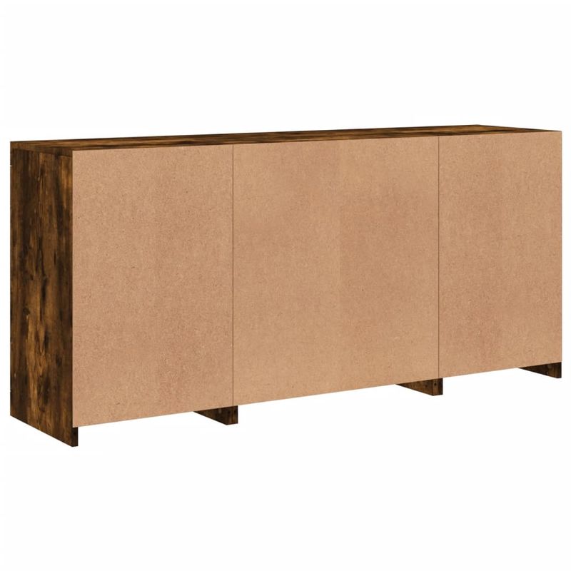 Casa si Gradina - Mobilier - Comode si corpuri - Comode - Servanta cu lumini LED, stejar fumuriu, 142,5x37x67 cm - Infinity.ro