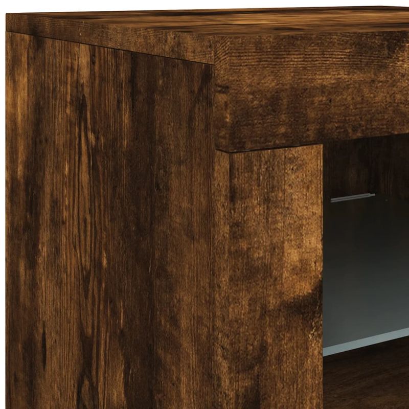 Casa si Gradina - Mobilier - Comode si corpuri - Comode - Servanta cu lumini LED, stejar fumuriu, 142,5x37x67 cm - Infinity.ro