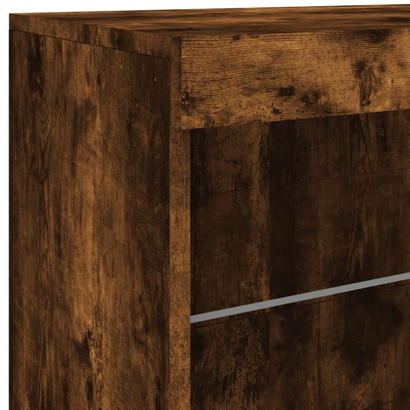 Casa si Gradina - Mobilier - Comode si corpuri - Comode - Servanta cu lumini LED, stejar fumuriu, 142,5x37x67 cm - Infinity.ro