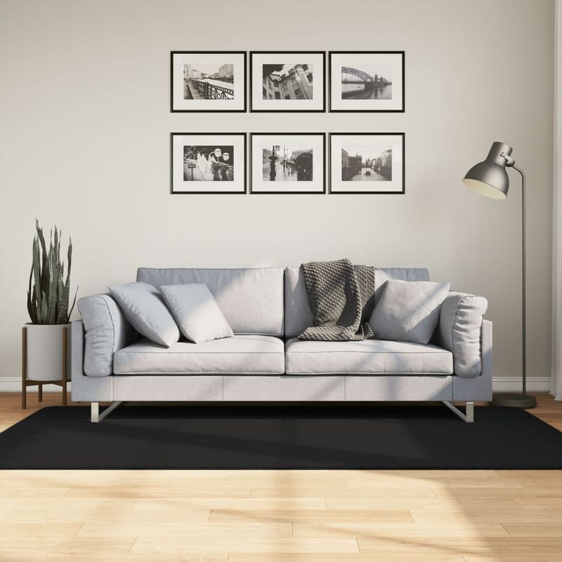 Casa si Gradina - Textile si covoare - Covoare - Covoare casa - Covor HUARTE, fir scurt, moale si lavabil, negru, 100x200 cm - Infinity.ro