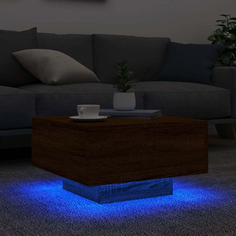 Casa si Gradina - Mobilier - Mese si birouri - Masute de cafea - Masuta de cafea cu lumini LED, stejar maro, 55x55x31 cm - Infinity.ro