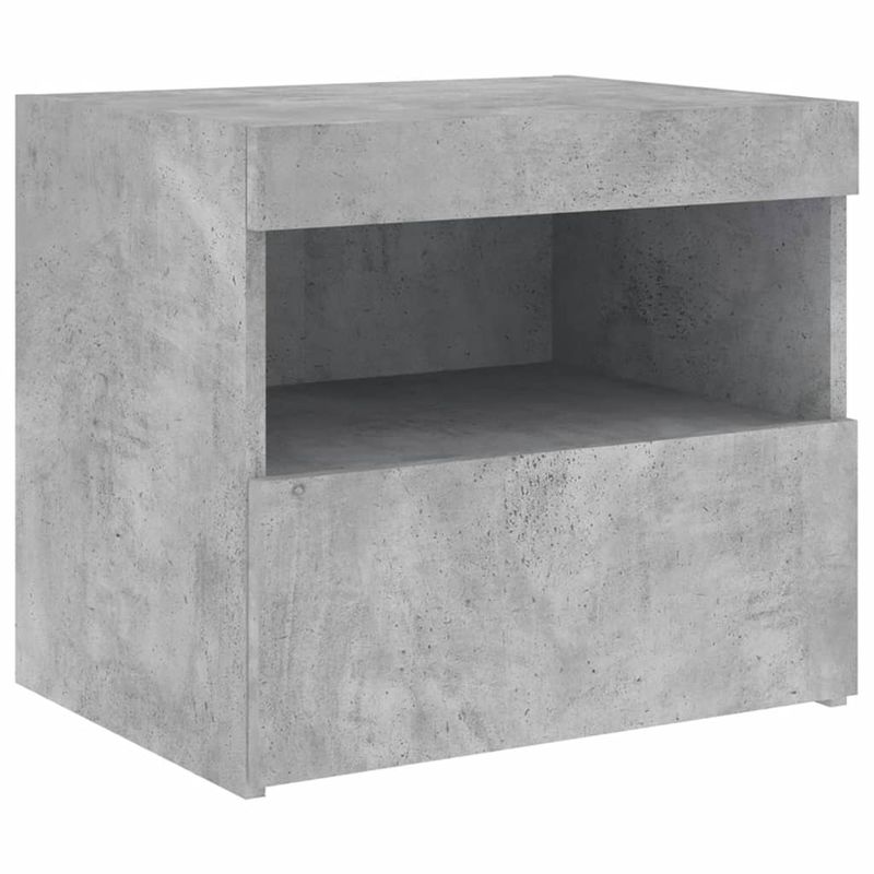 Casa si Gradina - Mobilier - Comode si corpuri - Noptiere - Noptiera cu lumini LED, gri beton, 50x40x45 cm - Infinity.ro
