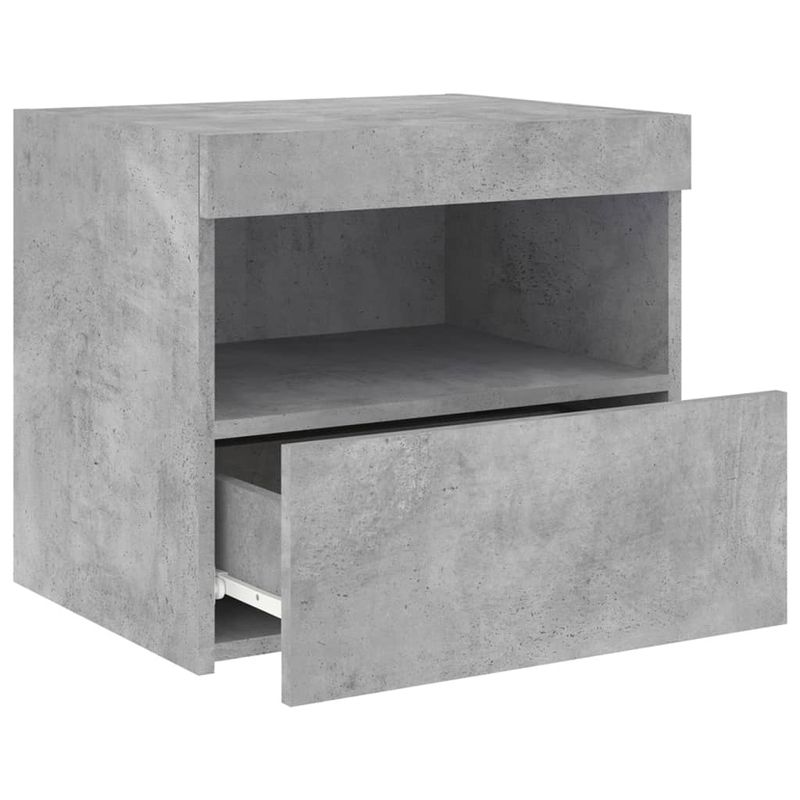 Casa si Gradina - Mobilier - Comode si corpuri - Noptiere - Noptiera cu lumini LED, gri beton, 50x40x45 cm - Infinity.ro