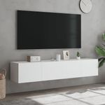 Casa si Gradina - Mobilier - Comode si corpuri - Comode - Comode TV de perete cu lumini LED, 2 buc., alb, 80x35x31 cm - Infinity.ro