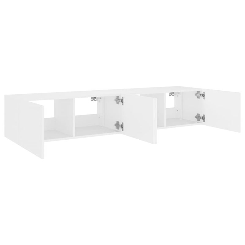 Casa si Gradina - Mobilier - Comode si corpuri - Comode - Comode TV de perete cu lumini LED, 2 buc., alb, 80x35x31 cm - Infinity.ro