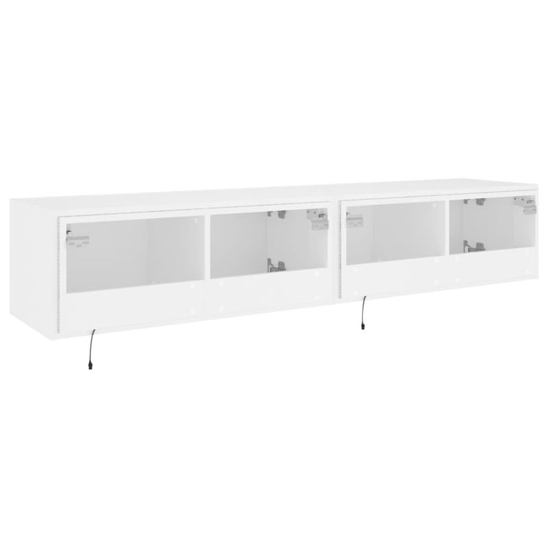 Casa si Gradina - Mobilier - Comode si corpuri - Comode - Comode TV de perete cu lumini LED, 2 buc., alb, 80x35x31 cm - Infinity.ro