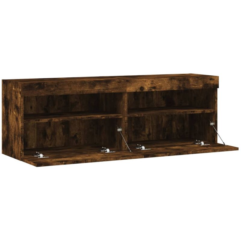 Casa si Gradina - Mobilier - Comode si corpuri - Comode - Comoda TV de perete cu LED, 2 buc. stejar fumuriu, 60x30x40 cm - Infinity.ro