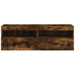 Casa si Gradina - Mobilier - Comode si corpuri - Comode - Comoda TV de perete cu LED, 2 buc. stejar fumuriu, 60x30x40 cm - Infinity.ro