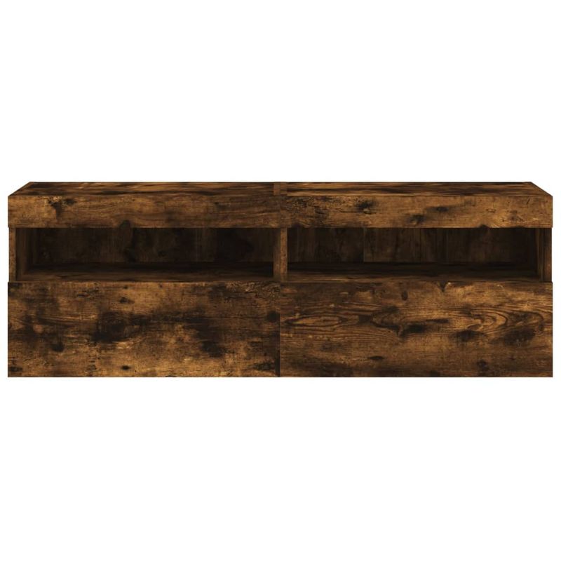 Casa si Gradina - Mobilier - Comode si corpuri - Comode - Comoda TV de perete cu LED, 2 buc. stejar fumuriu, 60x30x40 cm - Infinity.ro