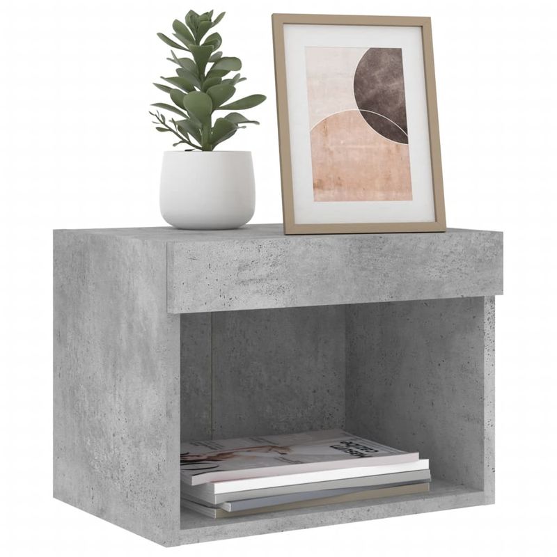 Casa si Gradina - Mobilier - Comode si corpuri - Comode - Noptiera cu lumini LED montata pe perete, gri beton - Infinity.ro