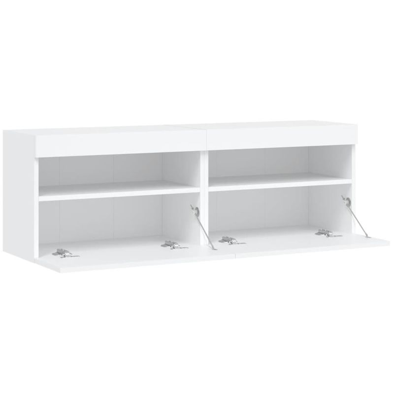 Casa si Gradina - Mobilier - Comode si corpuri - Comode - Comode TV de perete cu lumini LED, 2 buc., alb, 60x30x40 cm - Infinity.ro