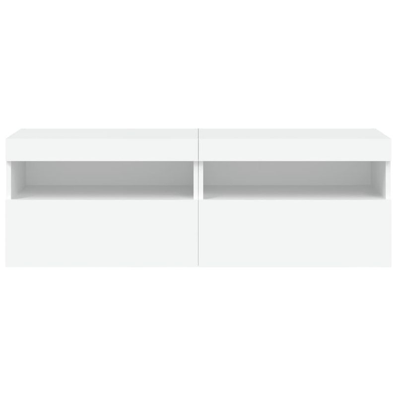 Casa si Gradina - Mobilier - Comode si corpuri - Comode - Comode TV de perete cu lumini LED, 2 buc., alb, 60x30x40 cm - Infinity.ro