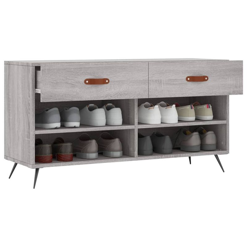 Casa si Gradina - Mobilier - Organizare si depozitare - Organizator incaltaminte - Banca de pantofi, gri sonoma, 102x35x55 cm, lemn prelucrat - Infinity.ro