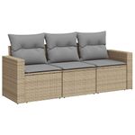 Casa si Gradina - Gradina si terasa - Mobilier exterior - Canapele si fotolii gradina - Set canapele de gradina, 3 piese, cu perne, bej, poliratan - Infinity.ro