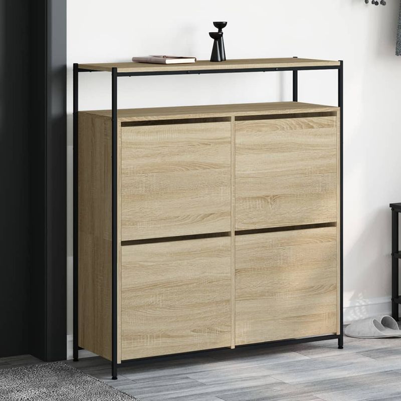 Casa si Gradina - Mobilier - Organizare si depozitare - Organizator incaltaminte - Pantofar cu 4 sertare rabatabile, stejar sonoma, 100x34x112 cm - Infinity.ro