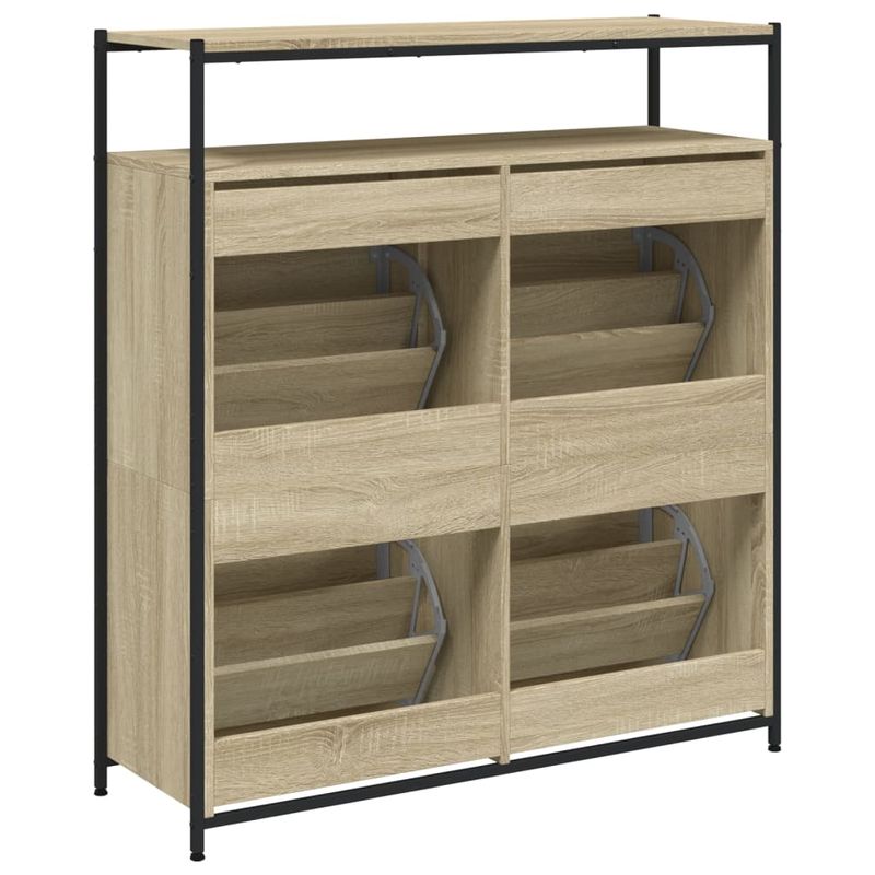 Casa si Gradina - Mobilier - Organizare si depozitare - Organizator incaltaminte - Pantofar cu 4 sertare rabatabile, stejar sonoma, 100x34x112 cm - Infinity.ro