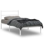 Casa si Gradina - Mobilier - Paturi si accesorii - Paturi - Cadru de pat metalic cu tablie, alb, 100x190 cm - Infinity.ro