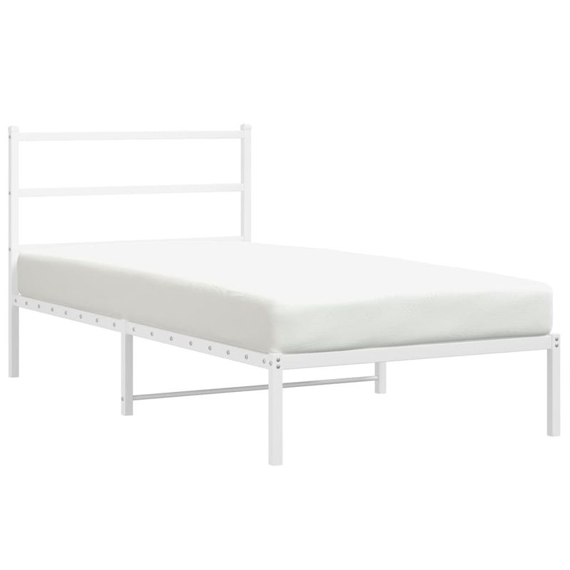 Casa si Gradina - Mobilier - Paturi si accesorii - Paturi - Cadru de pat metalic cu tablie, alb, 100x190 cm - Infinity.ro