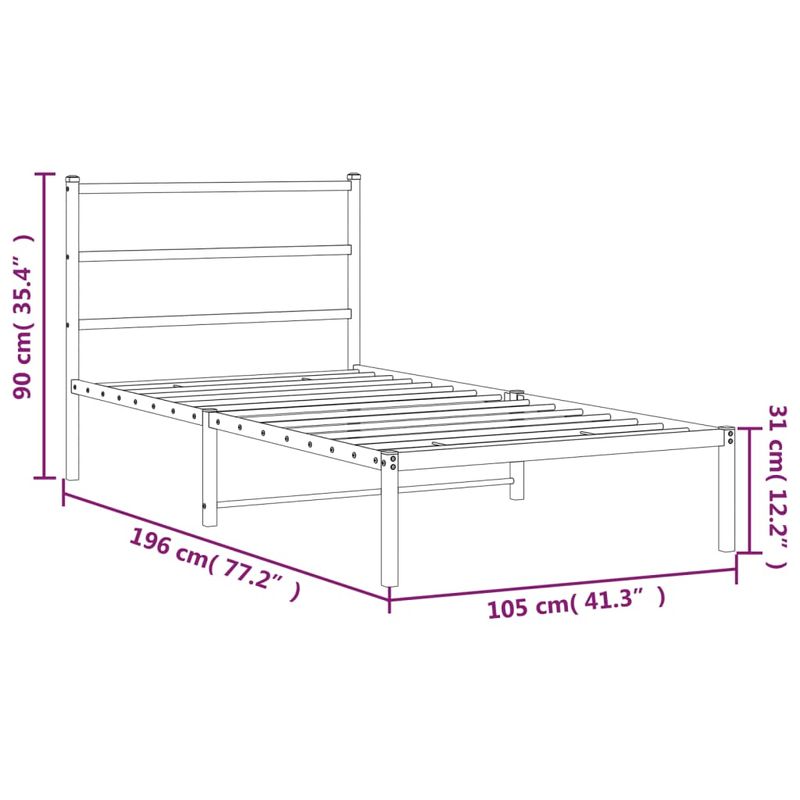 Casa si Gradina - Mobilier - Paturi si accesorii - Paturi - Cadru de pat metalic cu tablie, alb, 100x190 cm - Infinity.ro