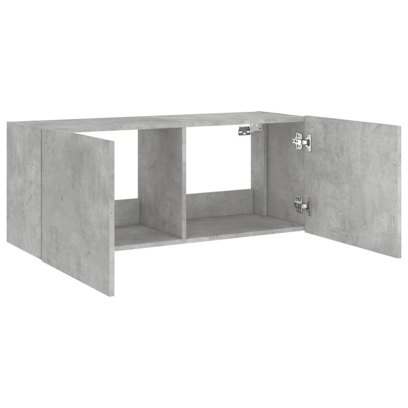 Casa si Gradina - Mobilier - Comode si corpuri - Comode - Comoda TV de perete cu lumini LED, gri beton, 100x35x41 cm - Infinity.ro