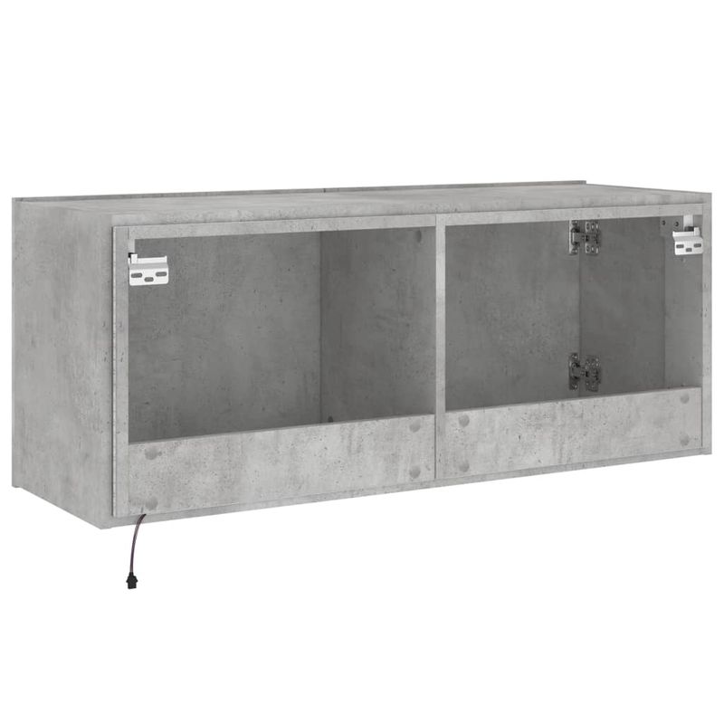 Casa si Gradina - Mobilier - Comode si corpuri - Comode - Comoda TV de perete cu lumini LED, gri beton, 100x35x41 cm - Infinity.ro