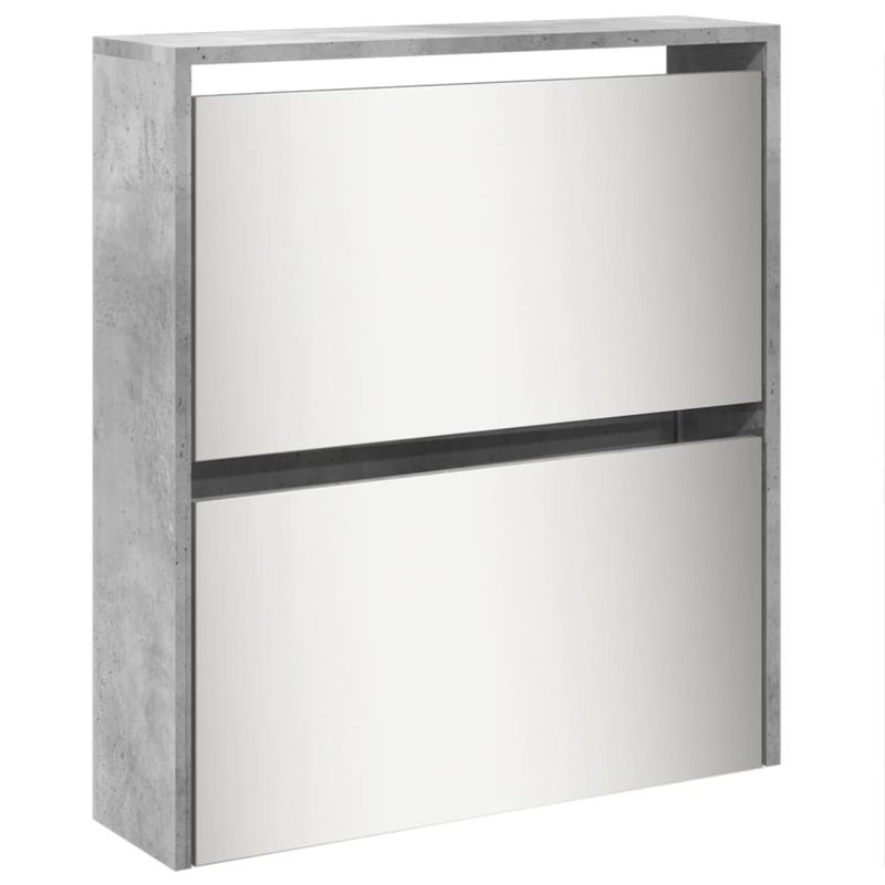 Casa si Gradina - Mobilier - Organizare si depozitare - Organizator incaltaminte - Pantofar cu oglinda, 5 niveluri, gri beton, 63x17x169,5 cm - Infinity.ro